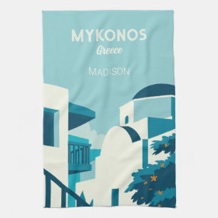 Custom Name & Text Greece Tea Towel