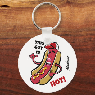 Custom Name & Text Hot Dog Key Ring