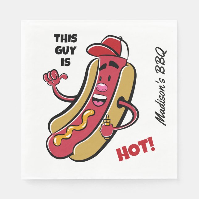 Custom Name & Text Hot Dog Napkin (Front)