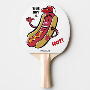 Custom Name & Text Hot Dog Ping Pong Paddle