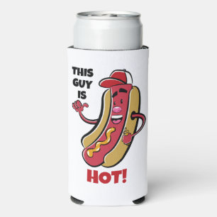 Custom Name & Text Hot Dog Seltzer Can Cooler