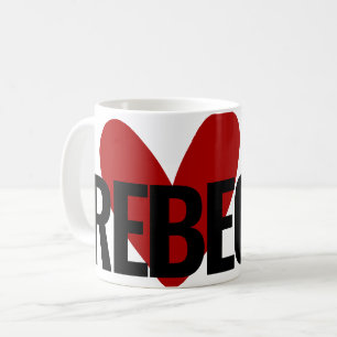 Custom Name Text Huge Red Heart Simple Rebecca  Coffee Mug