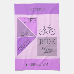 Custom Name / Text Life is a Crazy Ride Tea Towel