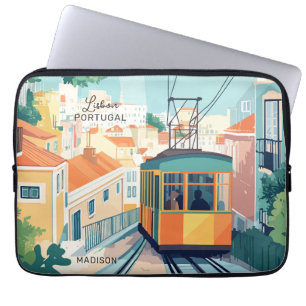 Custom Name & Text Lisbon Portugal Laptop Sleeve