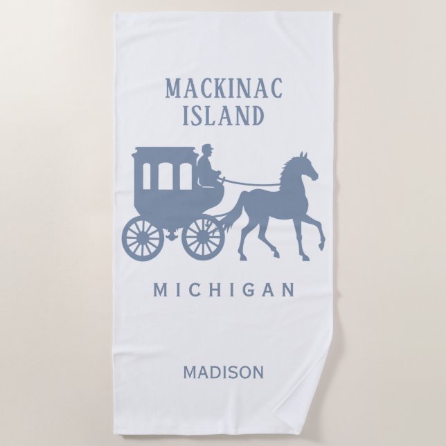 Custom Name & Text Mackinac Island Beach Towel (Front)