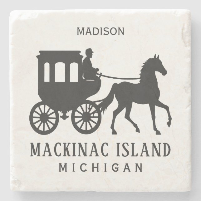 Custom Name & Text Mackinac Island Stone Coaster (Front)