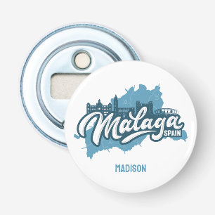 Custom Name / Text Malaga Spain Bottle Opener