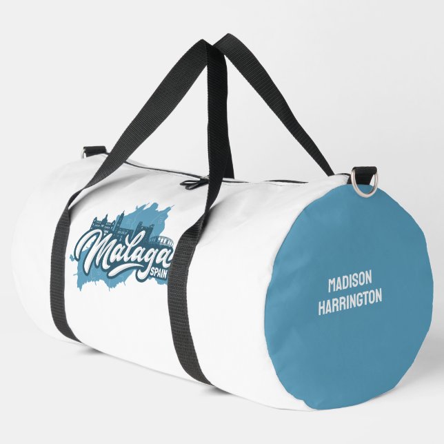 Custom Name / Text Malaga Spain Duffle Bag (Left Corner)