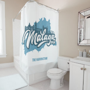 Custom Name / Text Malaga Spain Shower Curtain
