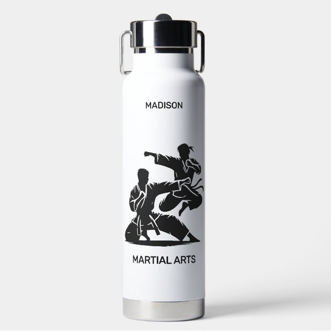 Custom Name & Text Martial Arts Water Bottle (Front)