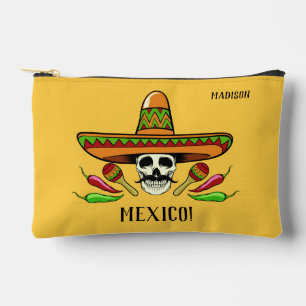 Custom name / text Mexican skull Accessory Pouch