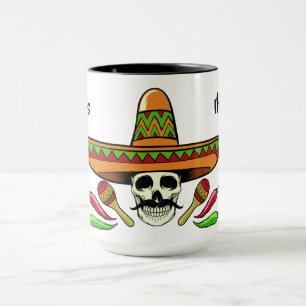 Custom name & text Mexican Skull mugs