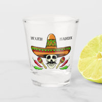 Custom name / text Mexican skull shot glass