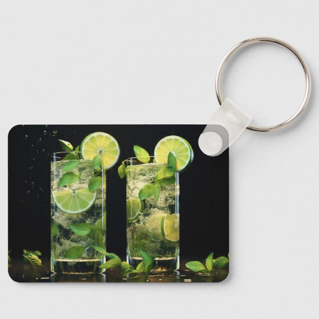 Custom Name & Text Mojito Cocktails Key Ring (Front)