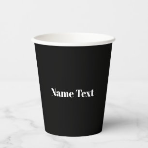 Custom name text monogram black white minimalist paper cups
