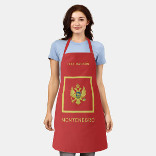Custom Name & Text Montenegro Flag Apron