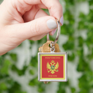 Custom Name & Text Montenegro Flag Key Ring