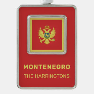 Custom Name & Text Montenegro Flag Silver Plated Framed Ornament