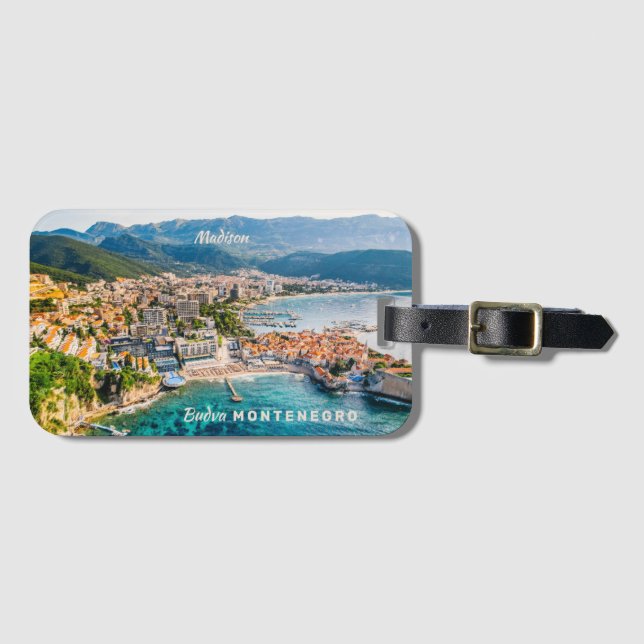 Custom Name & Text Montenegro Luggage Tag (Front Horizontal)