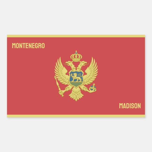 Custom Name & Text Montenegro Rectangular Sticker (Front)