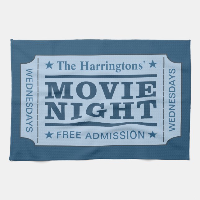 Custom name & text “Movie Ticket” towel (Horizontal)