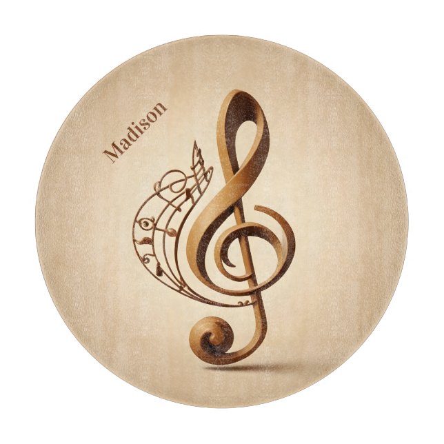 Custom Name & Text Musical Clef Note Cutting Board (Front)