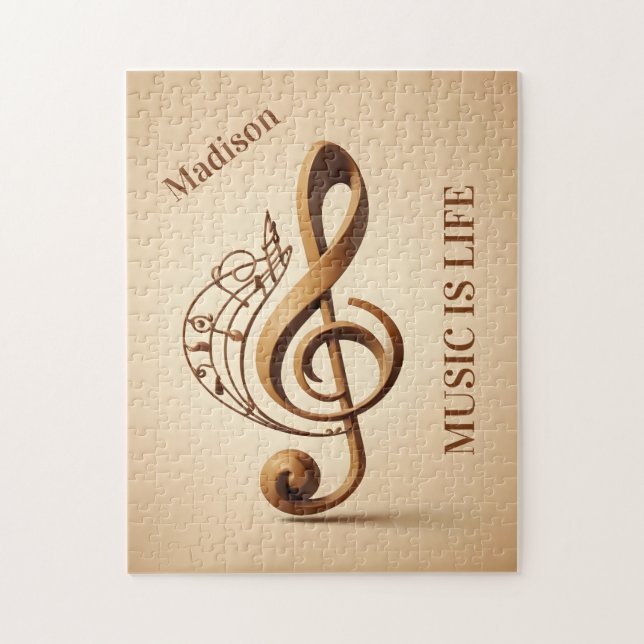 Custom Name & Text Musical Clef Note Jigsaw Puzzle (Vertical)