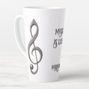 Custom Name & Text Musical Clef Note Latte Mug