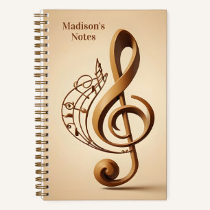 Custom Name & Text Musical Clef Note Notebook