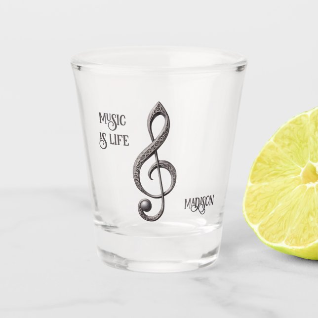 Custom Name & Text Musical Clef Note Shot Glass (Front)