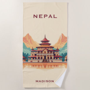 Custom Name & Text Nepal Beach Towel