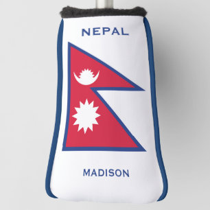 Custom Name & Text Nepal Flag Golf Head Cover