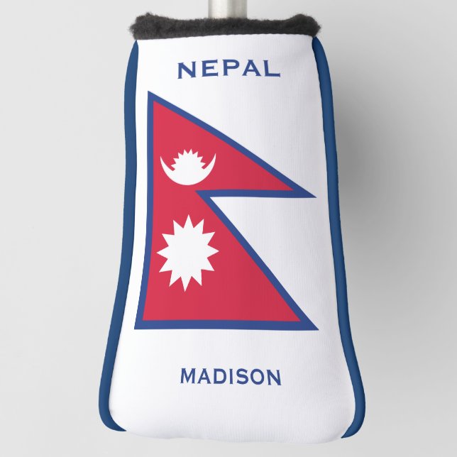 Custom Name & Text Nepal Flag Golf Head Cover (Rotate 90)