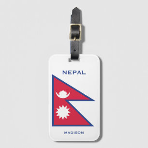 Custom Name & Text Nepal Flag Luggage Tag