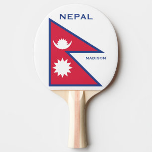 Custom Name & Text Nepal Flag Ping Pong Paddle