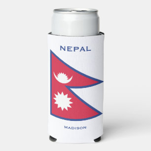 Custom Name & Text Nepal Flag Seltzer Can Cooler