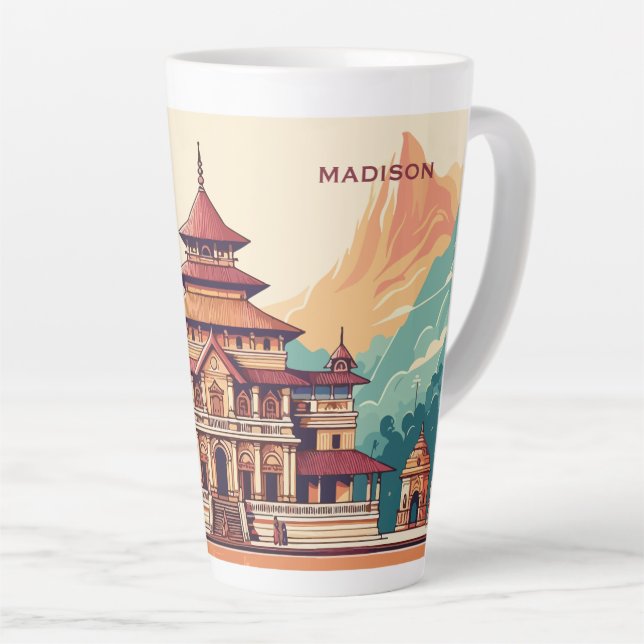 Custom Name & Text Nepal Latte Mug (Right Angle)