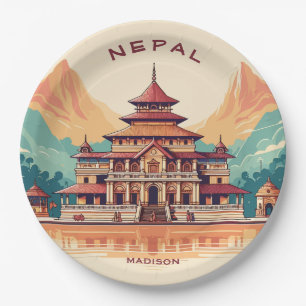 Custom Name & Text Nepal Paper Plate