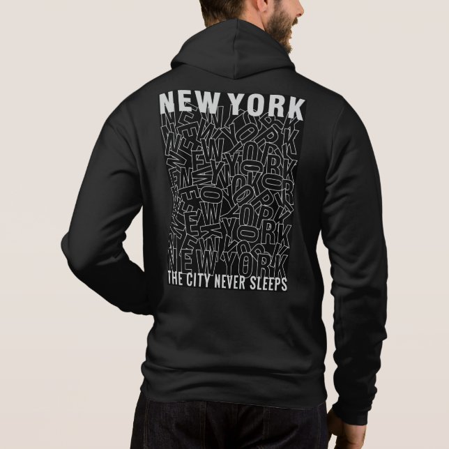 Custom Name / Text New York Typography Hoodie (Back)