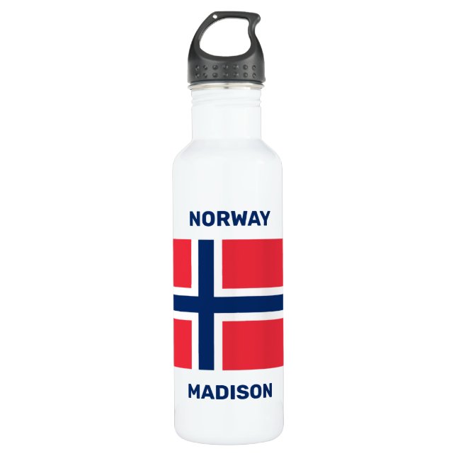 Custom Name & Text Norwegian Flag 710 Ml Water Bottle (Front)