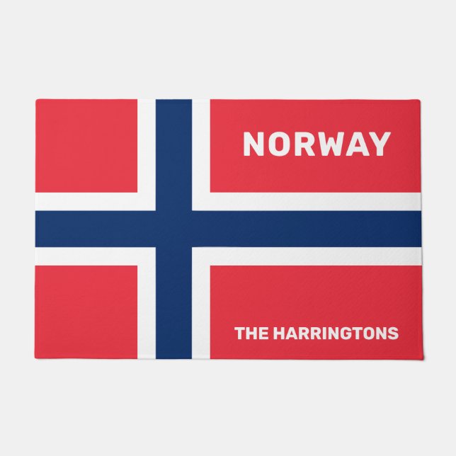 Custom Name & Text Norwegian Flag Doormat (Front)