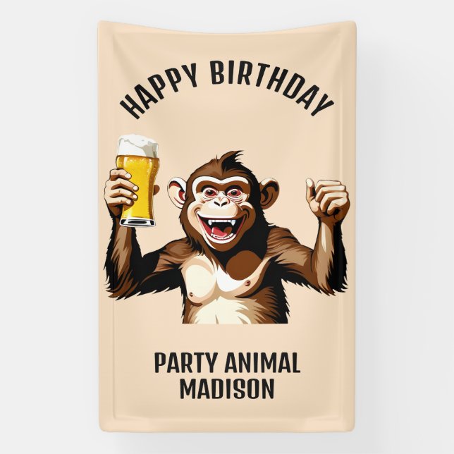 Custom Name & Text Party Animal Banner (Vertical)