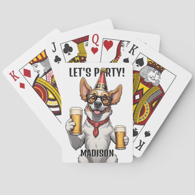 Custom Name & Text Party Animal Playing Cards (Back)