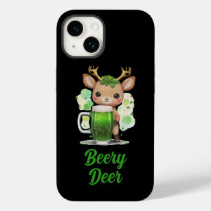 Custom Name Text Patrick's Day Deer with Beer Case-Mate iPhone 14 Case