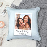 Custom Name & Text Photo Friends Sisters BFF Fun Cushion<br><div class="desc">Squad goals need cosy upgrades! This ain't your granny's square, it's a throw pillow fiesta just for your besties! Picture your names and inside jokes dancing in bold colours below your silliest photo – every cuddle's a giggle waiting to happen! Simple, modern, and fun throw pillow with your photo in...</div>