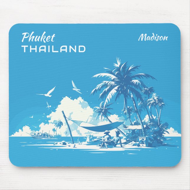 Custom Name & Text Phuket Thailand Mouse Mat (Front)