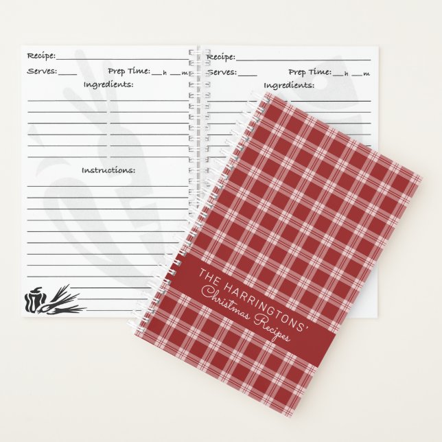 Custom Name & Text Plaid / Tartan Pattern Notebook (Inside)