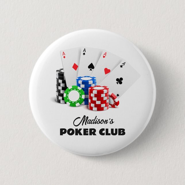 Custom Name & Text Poker / Casino 6 Cm Round Badge (Front)