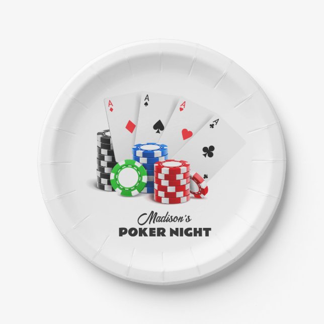 Custom Name & Text Poker / Casino Paper Plate (Front)
