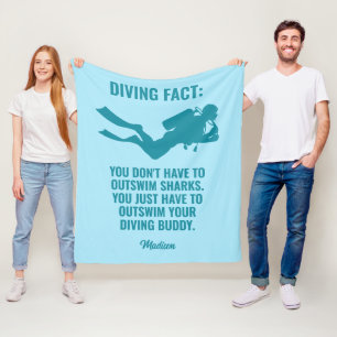 Custom Name & Text Scuba Diving Fleece Blanket